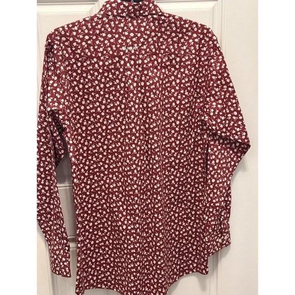 Ariat Pro Series Stretch Shirt Mens Large Tall Work Western Cowboy Spandex Red - Picture 4 of 5